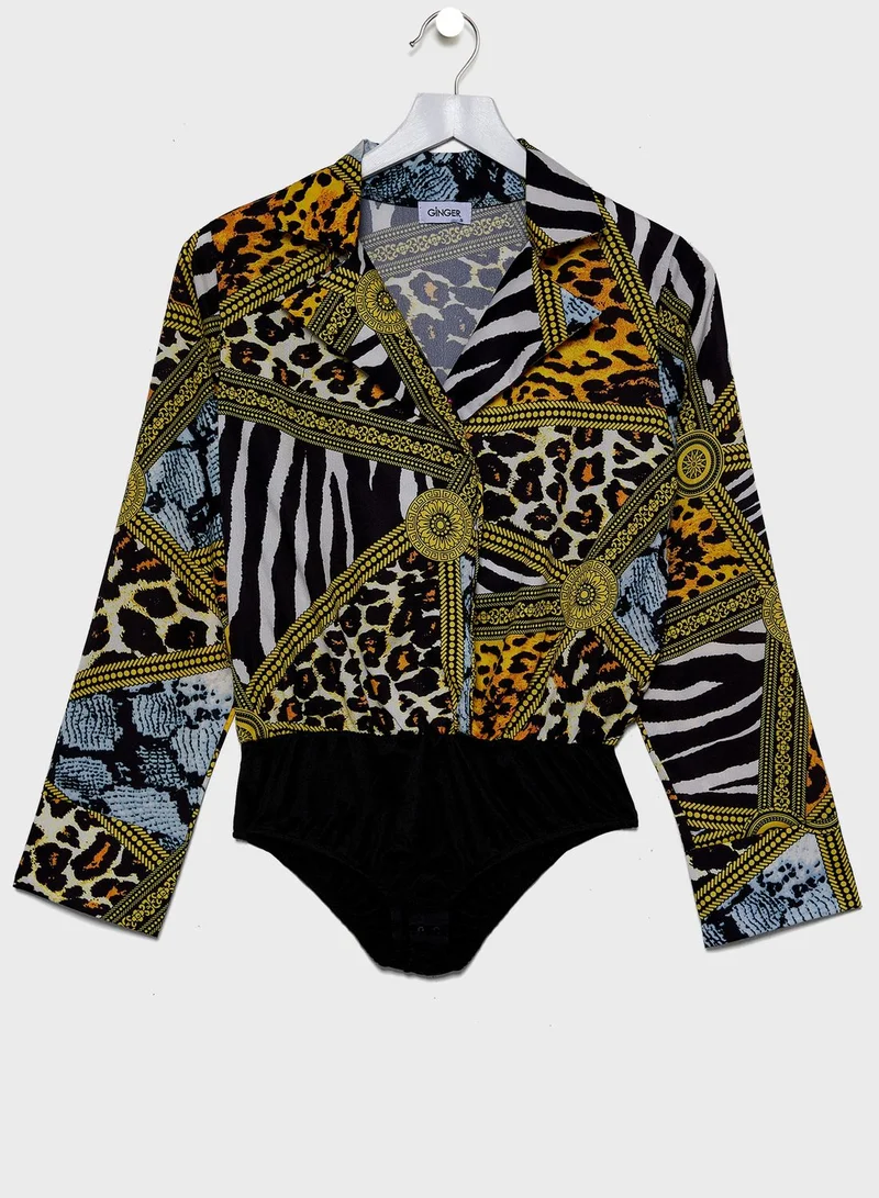 Ginger Snake Print Wrap Front Body