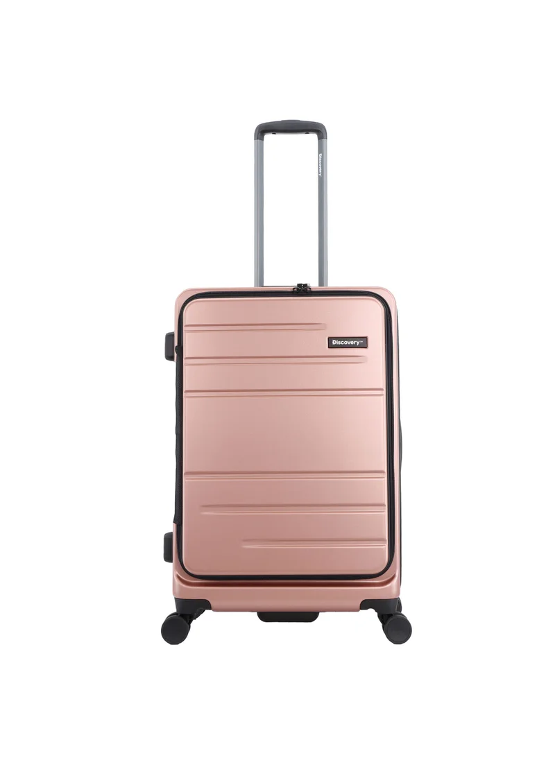 ديسكفري Discovery Patrol Hardside Check-In Medium Travel Suitcase, 100% PC Durable Ultra Lightweight Hard Shell Expandable Luggage, 4 Double Wheel, TSA Lock Trolley Bag Black (60 cm/24 Inch) Pink.