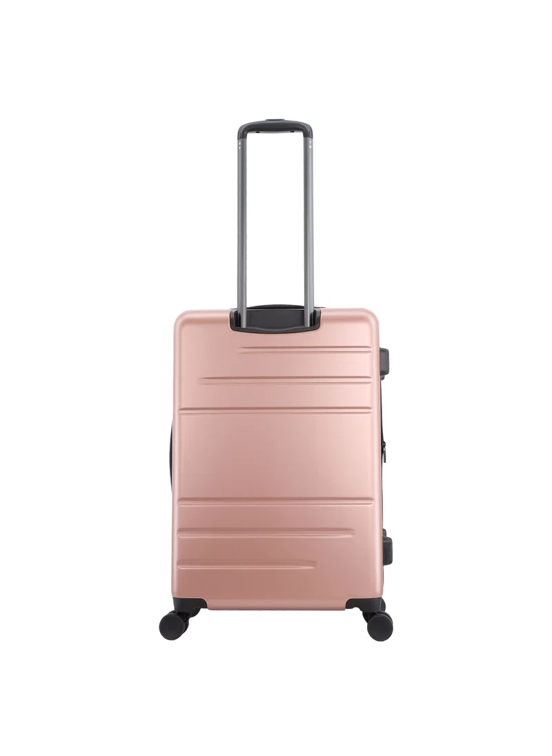 ديسكفري Discovery Patrol Hardside Check-In Medium Travel Suitcase, 100% PC Durable Ultra Lightweight Hard Shell Expandable Luggage, 4 Double Wheel, TSA Lock Trolley Bag Black (60 cm/24 Inch) Pink.