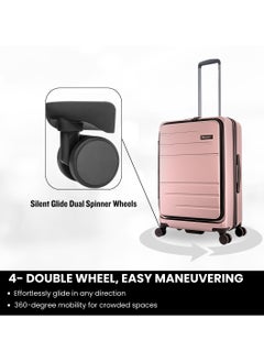 Discovery Discovery Patrol Hardside Check-In Medium Travel Suitcase, 100% PC Durable Ultra Lightweight Hard Shell Expandable Luggage, 4 Double Wheel, TSA Lock Trolley Bag Black (60 cm/24 Inch) Pink.  - Image 3
