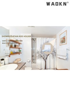 WAOKN Adhesive Shower Curtain Rod Holder, 2 Pairs Curtain Rod Bracket No Drilling, Multifunction U Shape ABS Plastic Shower Rod Retainer for Bathroom Bedroom (Shower Curtain Rod Not Included)  - Image 3