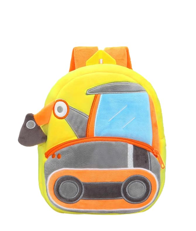 blue tree School Bag for Cute kids for (1-6 Years), Soft Plush Excavator Truck Bag for toddlers, Embroidery Travel Backpack for Baby Boys and Girls - Image 1