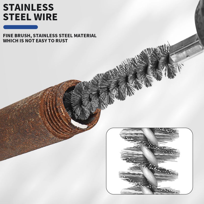 Silvery Heavy Duty Wire Tube Brush Metal Bristles Rust Eraser Paint Stripper Chimney Cleaner - Image 3