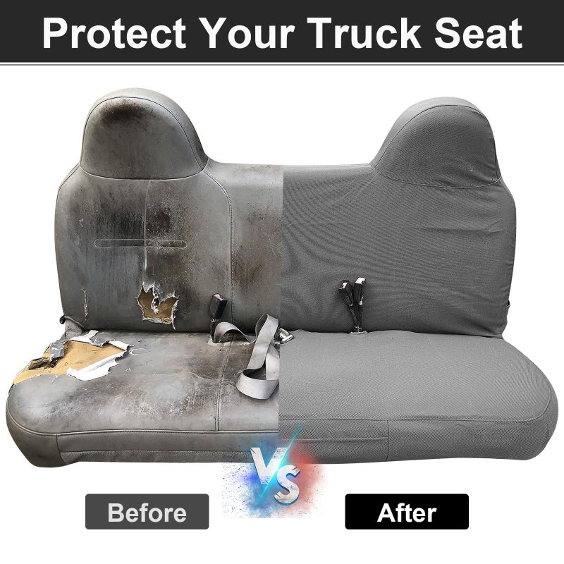 SPORTULI Front Bench Seat Cover Compatible with 1999-2007 Ford F250/F350/F450/F550 Work Truck with Front Solid Bench Seat, 600D Oxford Cloth Heavy Duty Waterproof Non-Slip Custom-fit Front Bench Seat Cover - Image 4