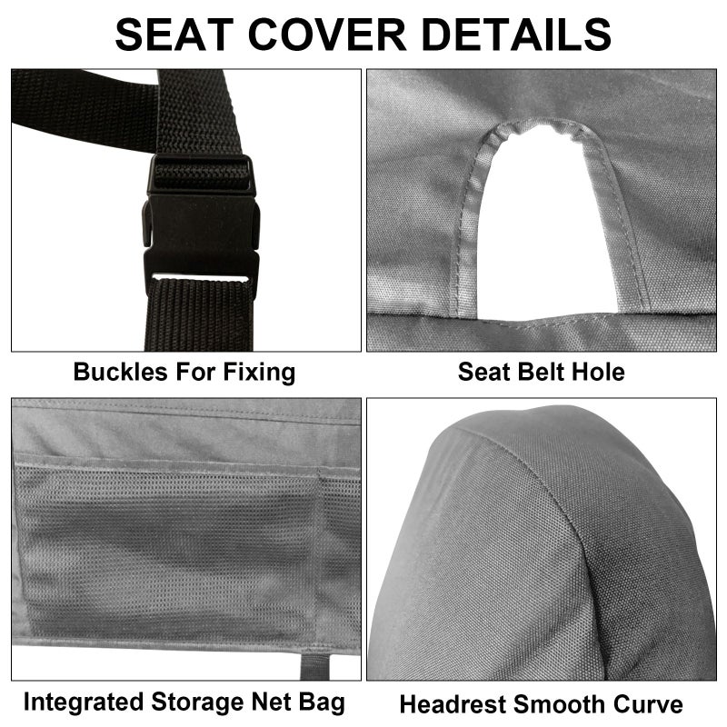 SPORTULI Front Bench Seat Cover Compatible with 1999-2007 Ford F250/F350/F450/F550 Work Truck with Front Solid Bench Seat, 600D Oxford Cloth Heavy Duty Waterproof Non-Slip Custom-fit Front Bench Seat Cover - Image 5