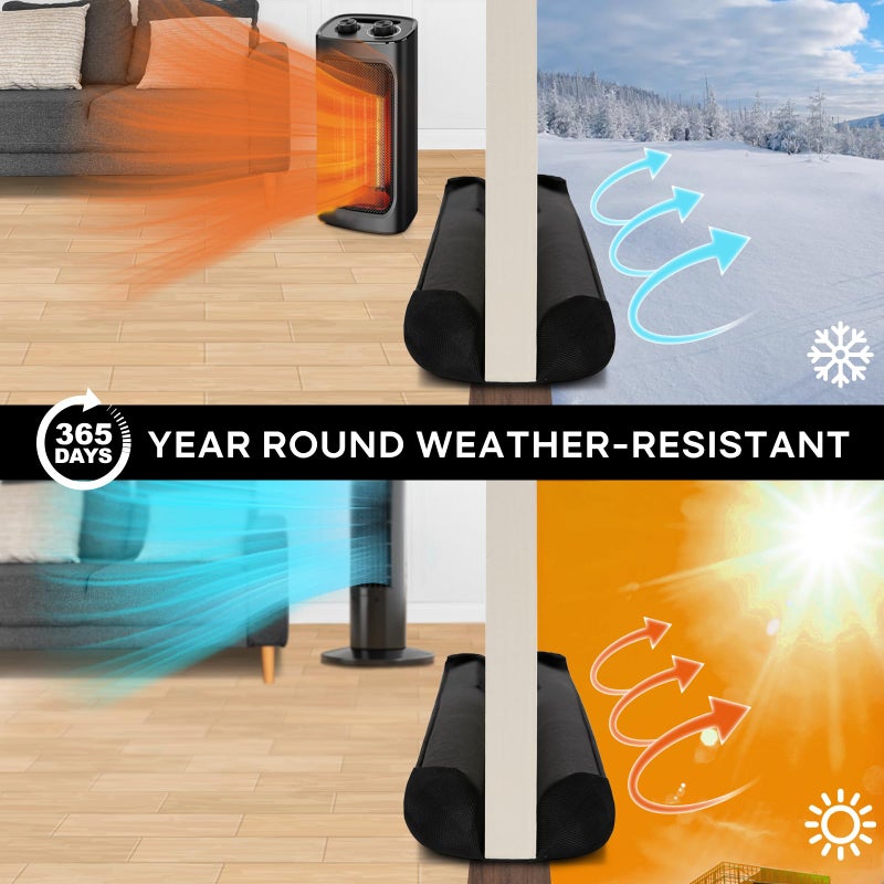 Comfyanno Under Door Draft Stopper 30-36 Inch Bottom Of Door Gap Draft Noise Blocker Adjustable Door Seal Protector Guard For Cold Air Sound Light Wind Dust Sweep - Black - Image 5