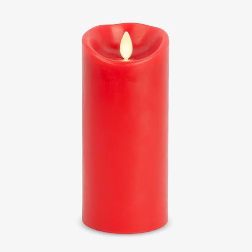 Luminara Flameless LED Battery Operated Flickering Pillar Moving Flame Candles True Red 3 x 65 - Image 1