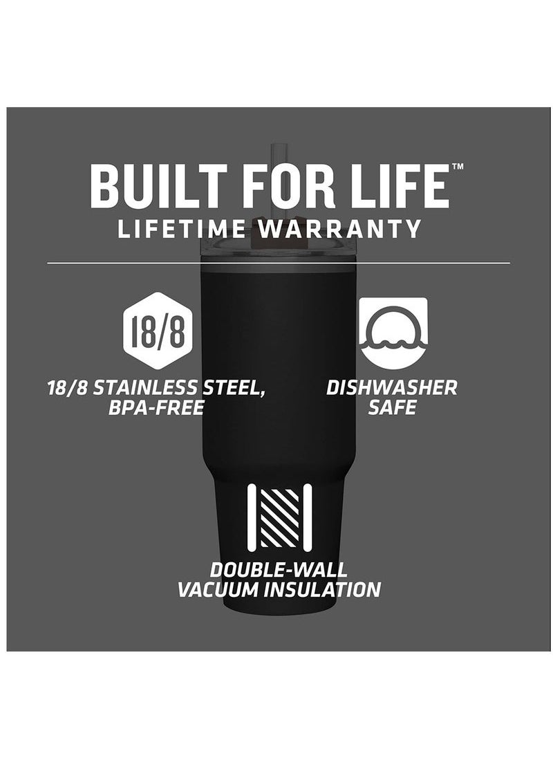Beauenty - Quencher H2.0 FlowState 40 oz Stainless Steel Vacuum Insulated Tumbler Black with Lid and Straw for Water Iced Tea or Coffee Smoothies and More - Image 1