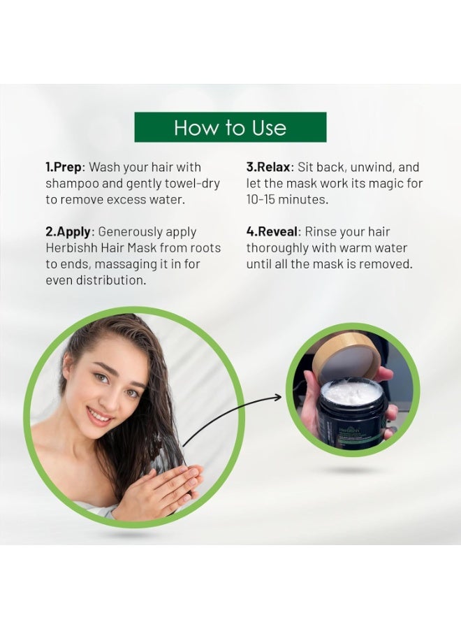 Herbishh Argan Hair Mask-Deep Conditioning & Hydration For Healthier Looking Hair For Very Dry, Weak, Stressed Out Hair, No Sulphates, No Parabens 150 ml - Image 4