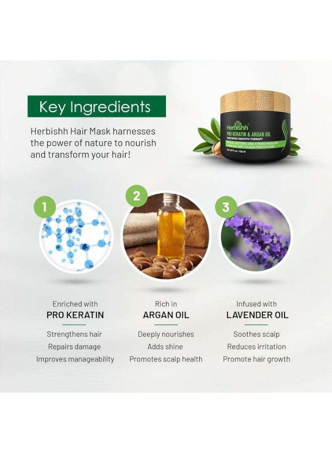 Herbishh Argan Hair Mask-Deep Conditioning & Hydration For Healthier Looking Hair For Very Dry, Weak, Stressed Out Hair, No Sulphates, No Parabens 150 ml - Image 3