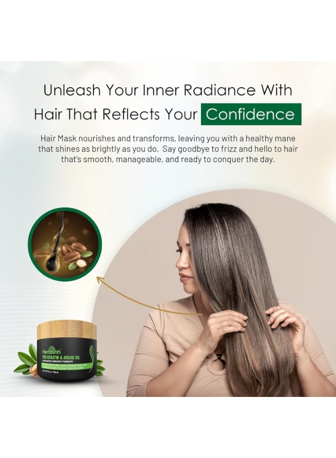 Herbishh Argan Hair Mask-Deep Conditioning & Hydration For Healthier Looking Hair For Very Dry, Weak, Stressed Out Hair, No Sulphates, No Parabens 150 ml - Image 2