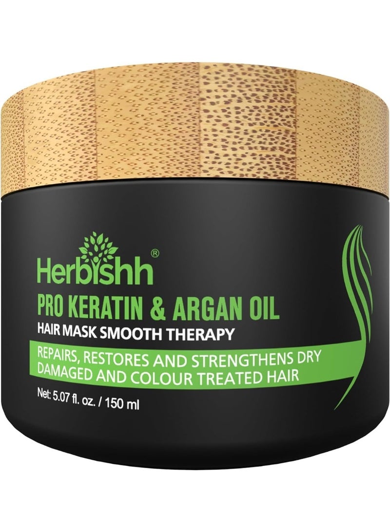 Herbishh Argan Hair Mask-Deep Conditioning & Hydration For Healthier Looking Hair For Very Dry, Weak, Stressed Out Hair, No Sulphates, No Parabens 150 ml - Image 1