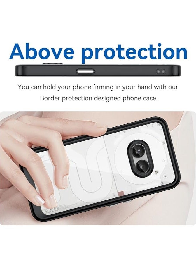 Case for Nothing Phone 2A Case,  Soft Bumper with Clear Crystal PC Hard Back Shockproof Cover Cases for Nothing Phone 2A-Black - Image 4