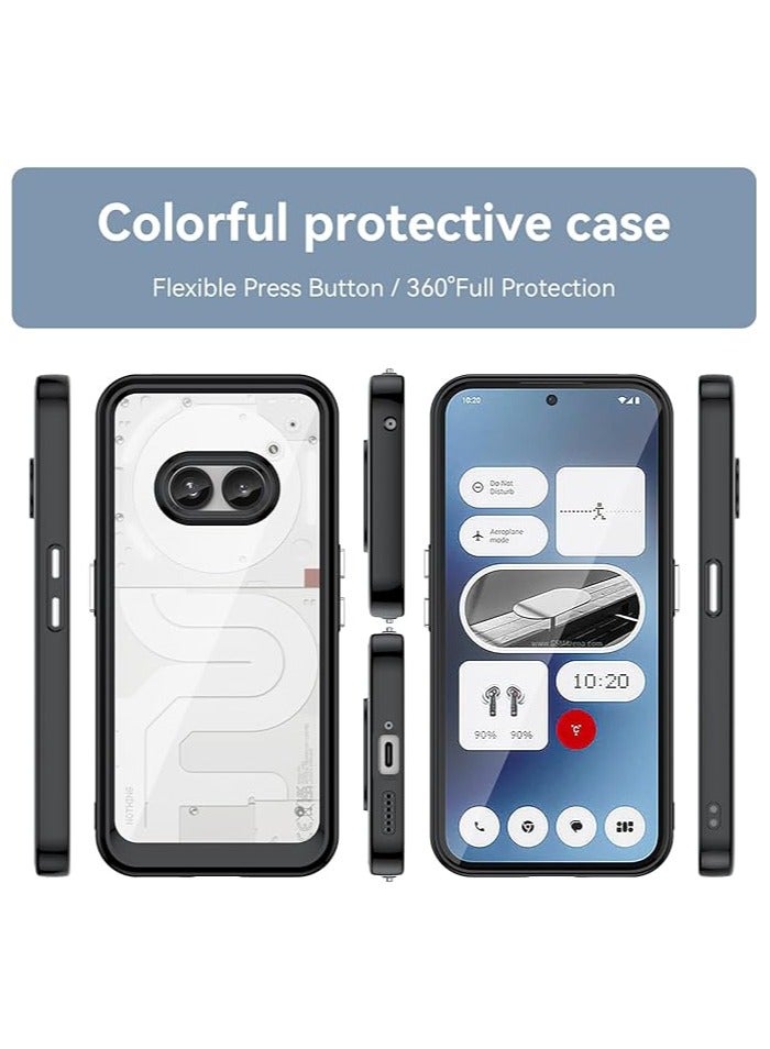 Case for Nothing Phone 2A Case,  Soft Bumper with Clear Crystal PC Hard Back Shockproof Cover Cases for Nothing Phone 2A-Black - Image 5