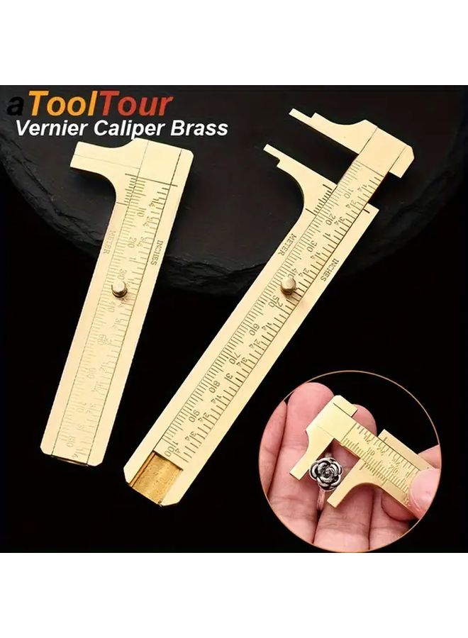 80mm Brass Vernier Caliper Dual Metric Imperial Heavy Duty Precision Measuring Tool - Image 1