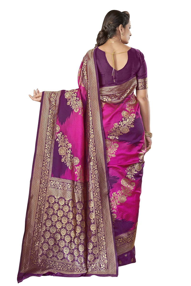 MANOHARI Traditional Banarasi Silk Purple Heavy Woven Jacquard Work 5.5 Meter Saree With 0.8 Meter Embroidery Blouse Piece_Mn1704-1 - Womens - Image 4