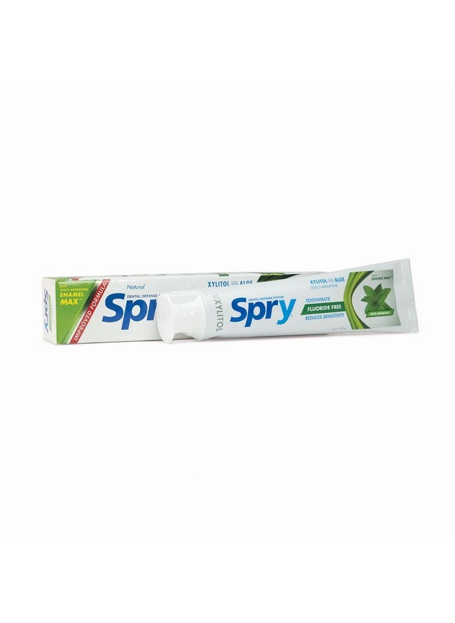 Spry Spry Xylitol Toothpaste 5oz, Fluoride Free Toothpaste Adult and Kids, Teeth Whitening Toothpaste with Xylitol, Natural Breath Freshening, Mouth Moisturizing Ingredients, Spearmint (Pack of 3)  - Image 1