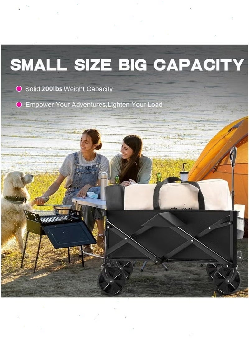 Yoawllty Folding Handcart, Portable Folding Shopping Cart, Ideal for Camping, Shopping, Gardening, Beaches, Lawns, Sandy Terrains, and Fishing (Black) - Image 5