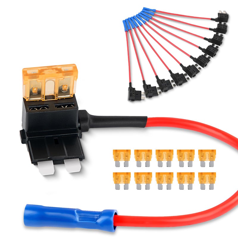 Nilight 12V Car Add-a-Circuit Fuse TAP Adapter with 5 Amp Standard APR ATO ATC Blade Fuse Set for Cars Trucks Boats, Multicolor, Pack of 10 - Image 1