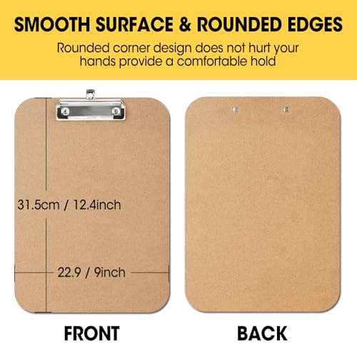 YesBes 24 Pack Clipboards Bulk, Clip Boards 8.5x11 Standard Letter Size, Clipboards for Classroom, Wooden Clipboard, Hardboard Office Clipboard, Classroom Supplies - Image 3