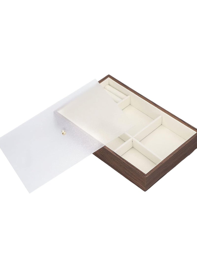 GGOOT Jewelry Organizer with Transparent Lid, Jewelry Boxes for Women Earring Rings Bangle Bracelet and Necklace Holder, Storage Tray Walnut Large Sapce Multifunction - Image 1