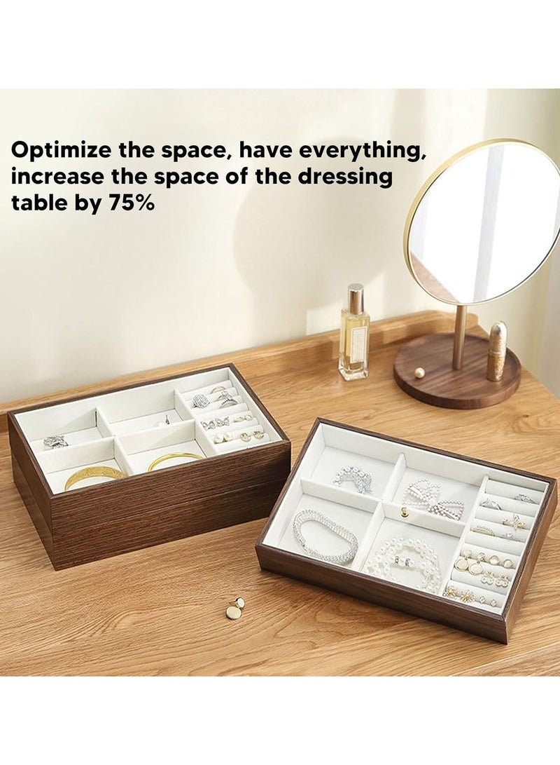 GGOOT Jewelry Organizer with Transparent Lid, Jewelry Boxes for Women Earring Rings Bangle Bracelet and Necklace Holder, Storage Tray Walnut Large Sapce Multifunction - Image 5