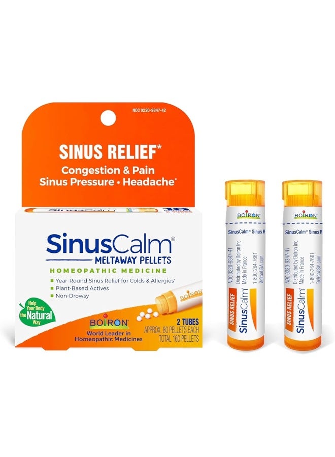 Boiron, SinusCalm Sinus Relief, 2 Tubes, Approx. 80 Quick-Dissolving Pallets Per Tube - Image 1