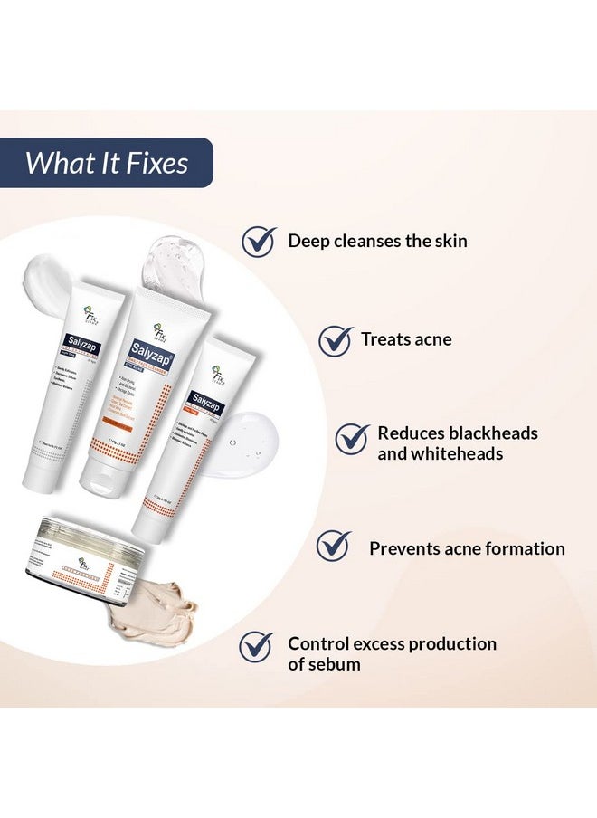 FIXDERMA - Salyzap Acne Kit, Acne Kit For Face, Acne Control Kit, Complete Skincare Regimen For Acne And Dark Spots, Includes Salyzap Facewash, Day Time Gel, Night Time Gel And Face Pack, - Image 1