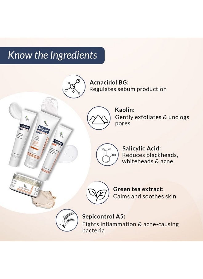 FIXDERMA - Salyzap Acne Kit, Acne Kit For Face, Acne Control Kit, Complete Skincare Regimen For Acne And Dark Spots, Includes Salyzap Facewash, Day Time Gel, Night Time Gel And Face Pack, - Image 1
