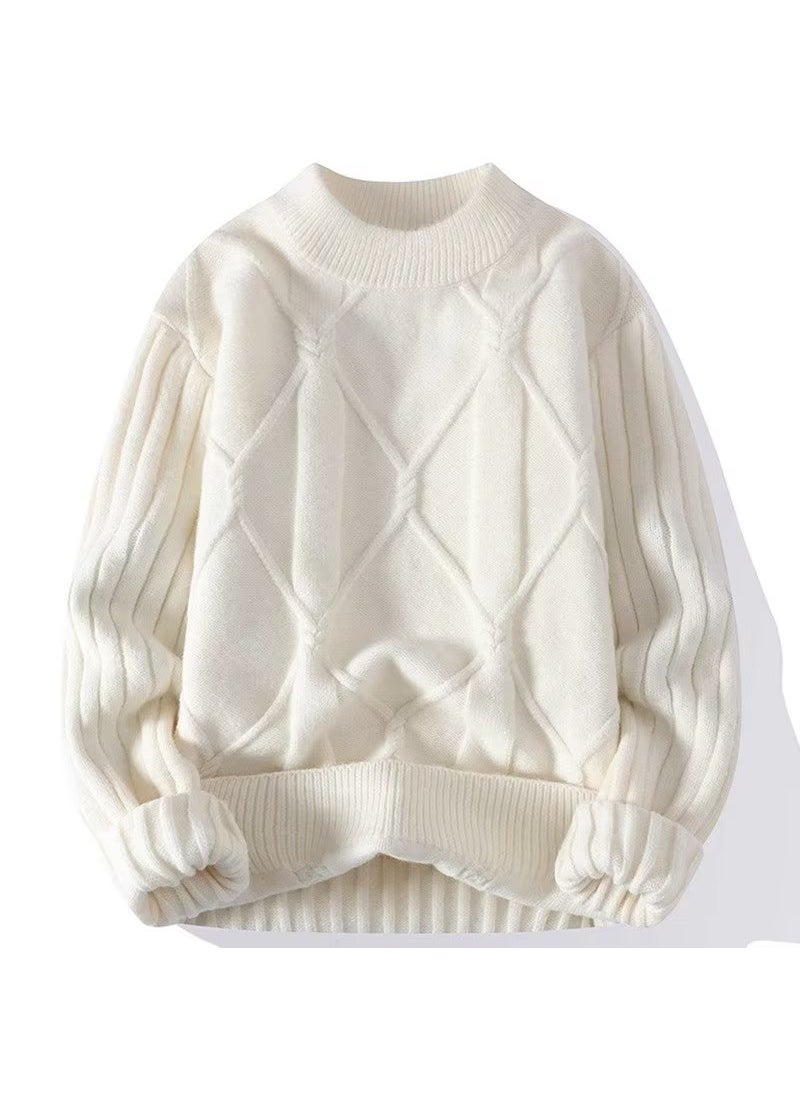 Mens Winter Twist Knit Sweater Warm Fashionable CrewneckCreamy-white Creamy-white - pzsku/Z9BBBDD5ED2FBD06290AFZ/45/_/1727184462/df13b5be-ea52-4d8f-bd14-e59e807f9219