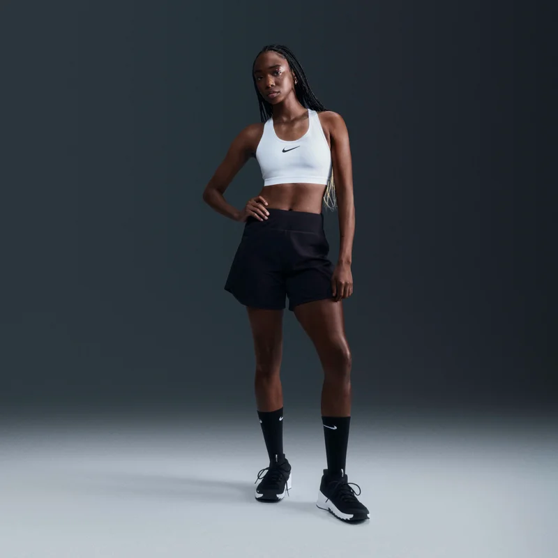 Nike White Women's Swoosh High Support Non-Padded Sports Bra for Women | Best Price UAE