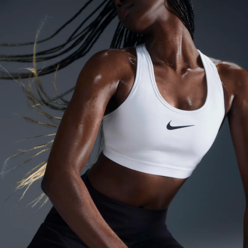 Nike White Women's Swoosh High Support Non-Padded Sports Bra for Women | Best Price UAE