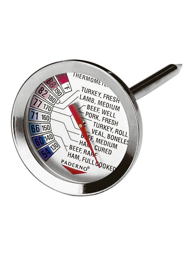 Paderno Meat Roasting Thermometer 5 cm Diameter, Stainless Steel, +54°C to +88°C. Italy