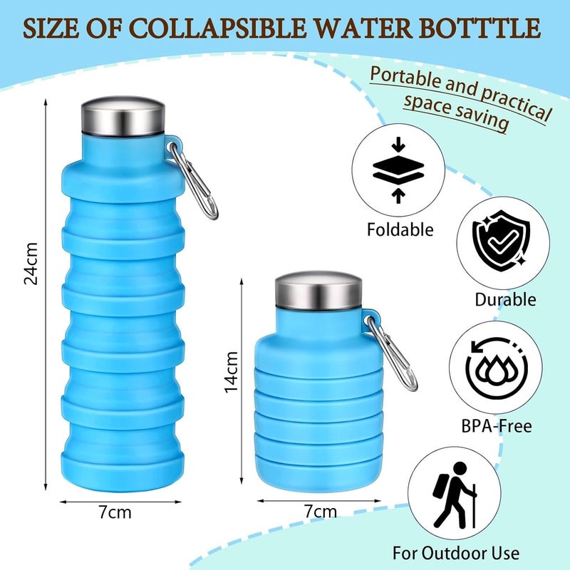 Baskety BPA Free Travel Silicone Collapsible Water Bottle with Carabiner Reusable Foldable Portable Lightweight Sports bottles for Gym Camping Hiking - Image 2