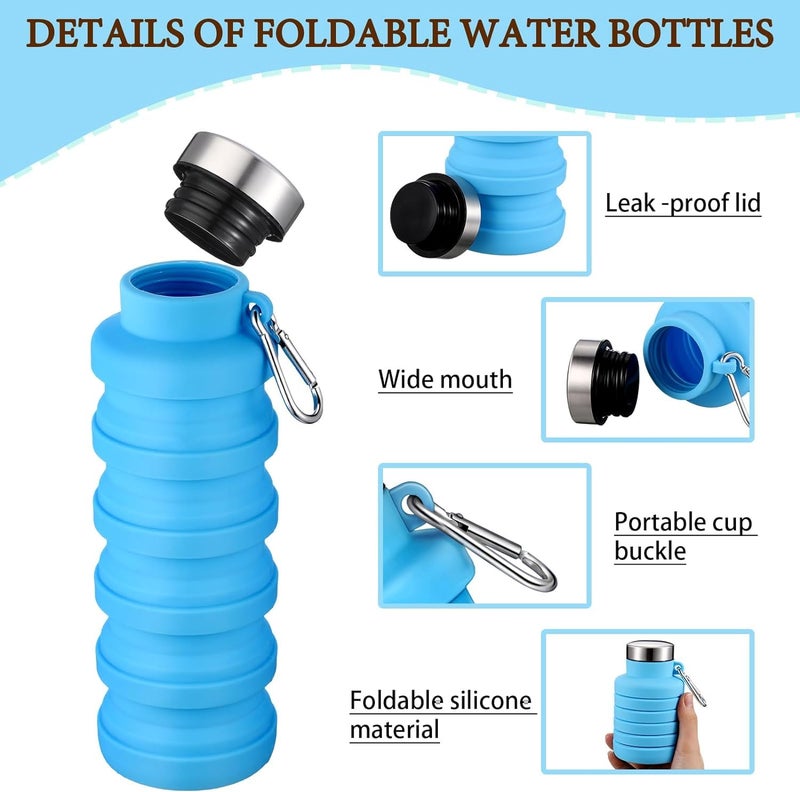 Baskety BPA Free Travel Silicone Collapsible Water Bottle with Carabiner Reusable Foldable Portable Lightweight Sports bottles for Gym Camping Hiking - Image 3