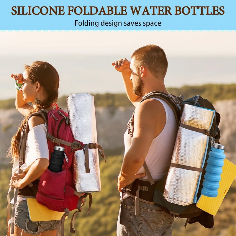 Baskety BPA Free Travel Silicone Collapsible Water Bottle with Carabiner Reusable Foldable Portable Lightweight Sports bottles for Gym Camping Hiking - Image 5