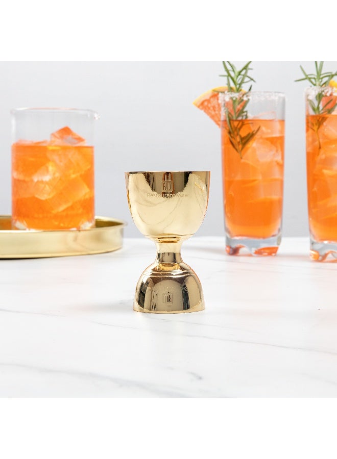 Restaurantware بار لوكس 1 / 2 أونصة جاجر، 1 جاجر بيل متين - لقياسات دقيقة، أداة بار لقياس المشروبات الكحولية، العصائر، أو الشراب، جاجر كوكتيل مزدوج من الفولاذ المقاوم للصدأ مطلي بالذهب - Image 3