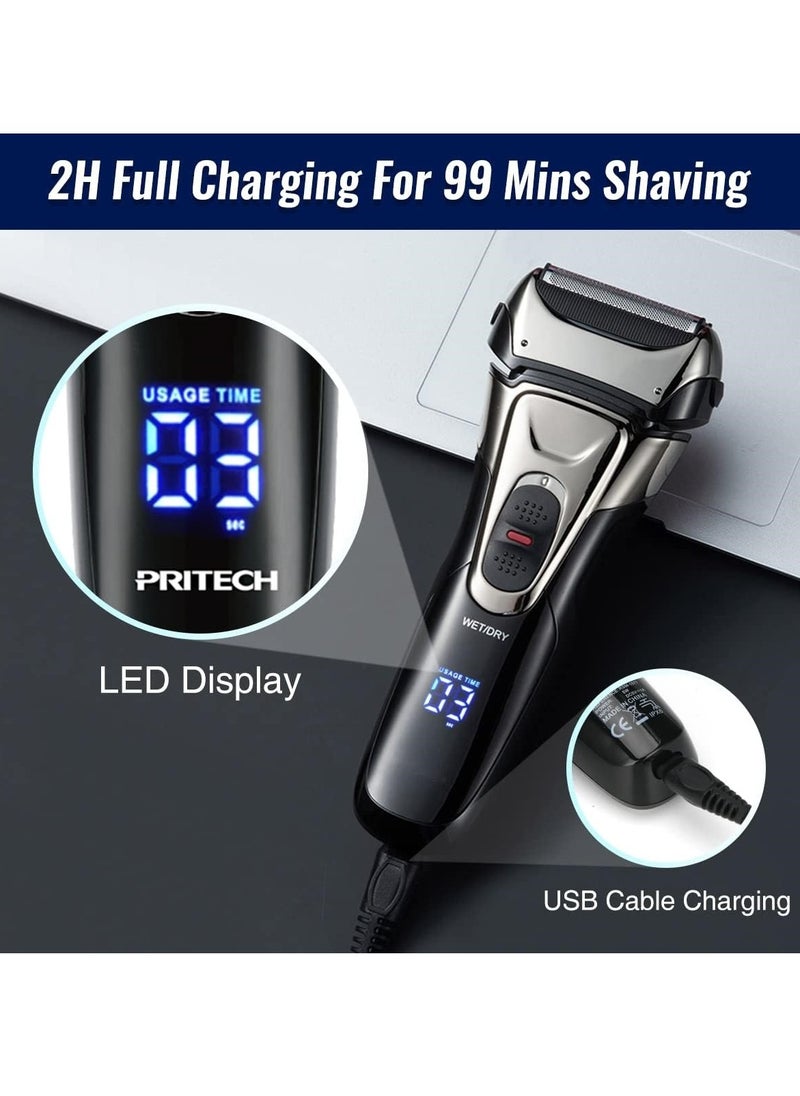 DOSCHER - Electric Shaver for Men, Foil Electric Razor with Beard Trimmer, Cordless Rechargeable Shaving Machine for Face, LED Display Wet Dry Use - Image 1