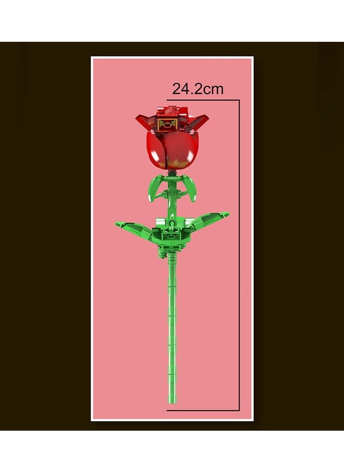mould king 24005 Rose flower building blocks, plant collection, 131 pieces, DIY artificial flowers, clips, suitable for Valentine's Day, birthday gifts (excluding vases)  - Image 4
