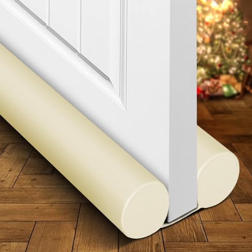 Holikme Two-Sided Door Draft Stopper Weather Stripping Window Breeze Blocker Adjustable Door Sweeps, Beige - Image 1
