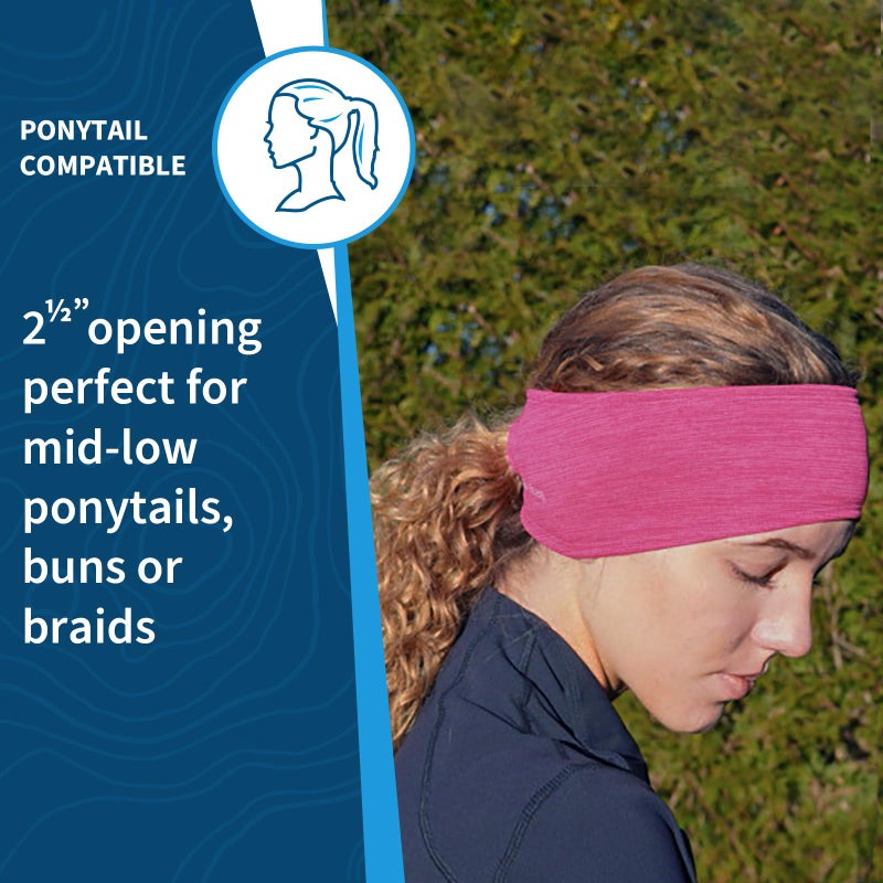 TrailHeads Womenâ€™s Ponytail Headband | Moisture Wicking Ear Band | The Power Running Headband (Heather Pink-Grey-Purple) 3-Pack - Image 4