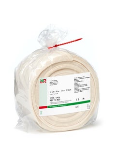 Lohmann & Rauscher Lohmann & Rauscher tg cotton Stockinette, 12cm x 25m, 100% Cotton Close-Weave Seamlessly Knitted Tubular Stockinette, Skin Friendly Protection, First Layer of Multi-Layer Compression Bandaging 