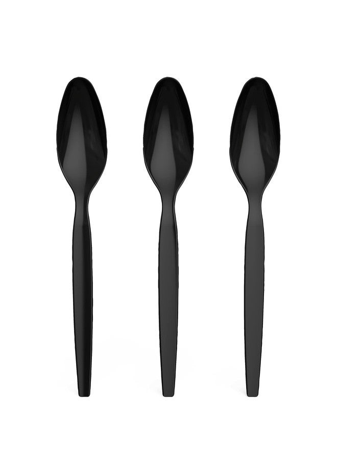 PERK Staples Perk PK56395 Perk Plastic Spoon, Heavy-Weight, Black, 100/Pack (PK56395) - Image 2