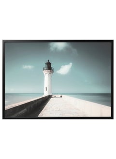 IKEA FRAKTA Picture with frame - white lighthouse/black - 140x100 cm  - Image 1