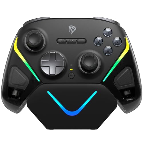 EasySMX D10 Wireless Controller with Smart Charging Dock – TMR Anti-Drift Joysticks, Dual-Mode Hall/Tactile Triggers, 1000Hz Polling, Mechanical Buttons, RGB Lighting – Bluetooth/2.4G Gamepad for PC/Switch/Switch 2/iOS/Android - Image 1