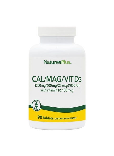 Naturesplus Cal/Mag/Vit D3 With Vitamin K2 Bone Health Supplement With Calcium Magnesium Vitamin D3 And K2 Glutenfree 90 Tablets 22.5 Servings