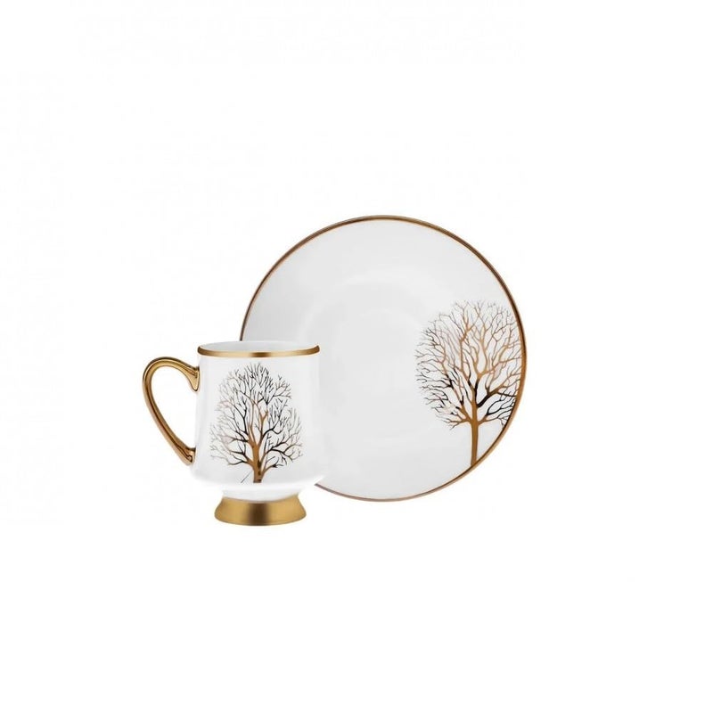 KARACA Afra 12-Piece Bone China Espresso/Turkish Coffee Cup & Saucer Set 90 ml â€“ Elegant White Bone China Set for 6 - Image 2