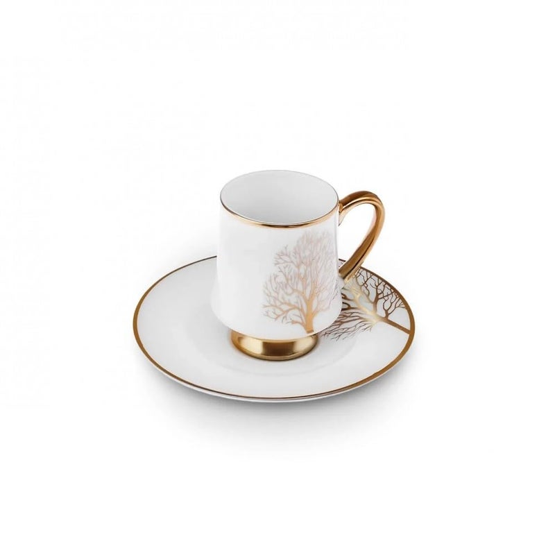 KARACA Afra 12-Piece Bone China Espresso/Turkish Coffee Cup & Saucer Set 90 ml â€“ Elegant White Bone China Set for 6 - Image 3