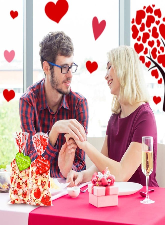 DULEFUN 120pcs Valentines Cellophane Goodie Bags 6 Styles Valentines Day Red Heart Clear Candy Treat Gift Bags with Tags and Twist Ties for Valentines Party Favors Supplies - Image 5
