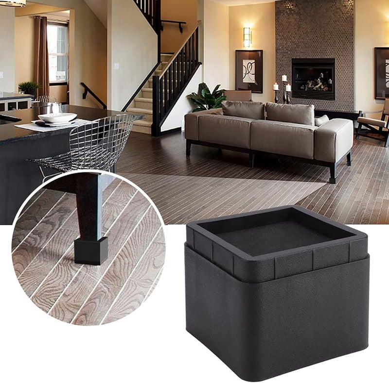 Fdit 4PCS Stackable Bed Risers Black -Proof Furniture Legs Risers for Sofa, Table, and Chair (3.3", 4Pcs) - Image 3